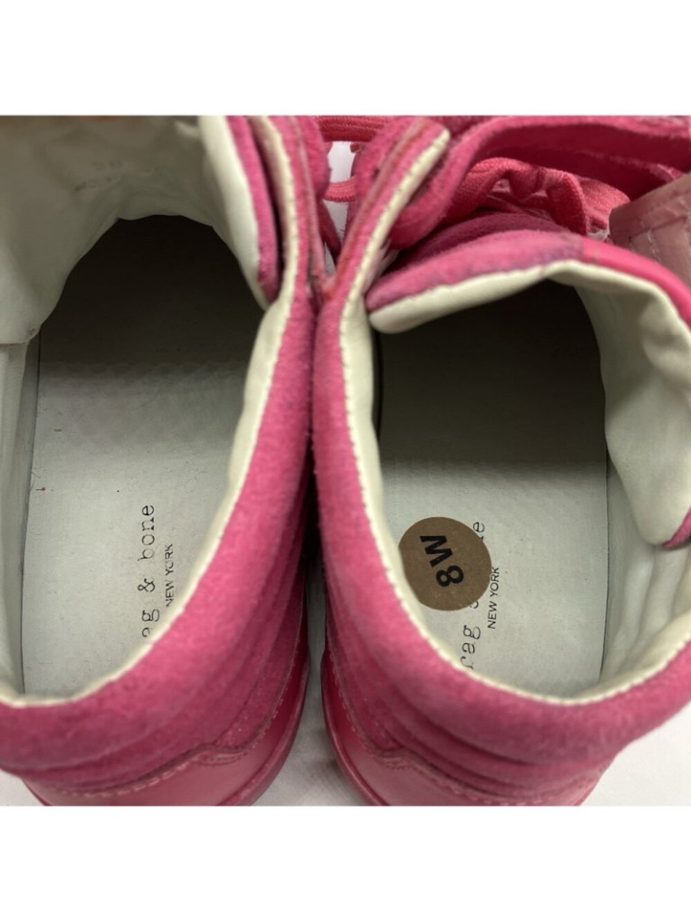 Rag & Bone Pink Suede High Top Sneakers Straps Size 8 Women - Picture 5 of 7